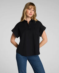 SPANX® Poplin Oversized Short Sleeve Button Down
