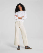 SPANXshape® Authentic 360 Cropped Wide Leg Jeans with Patch Pockets | Alabaster