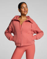 SPANX® BoostUp Cotton Fleece Full Zip Hoodie | Clay