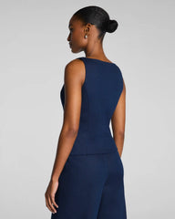 SPANX® EasyBreezy Cotton Linen Button-Down Vest | Timeless Navy
