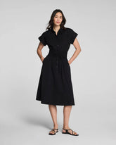 SPANX® Poplin Smocked Midi Shirt Dress | Classic Black