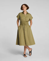 SPANX® Poplin Smocked Midi Shirt Dress | Olive Branch
