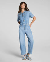 SPANXsupersmooth® Authentic 360 Lightweight Denim Barrel Leg Jumpsuit | Seaside Blue