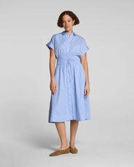 SPANX® Poplin V-Neck Smocked Midi Dress