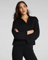SPANX AirEssentials® Long Sleeve Polo Top | Very Black