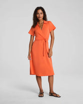 SPANX AirEssentials® Collared Tie-Waist Midi Dress | Sunset Coral