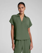SPANX® CarryOn Collared Tee | Eucalyptus