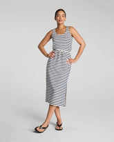 SPANX AirEssentials® Drawstring Maxi Tank Dress | Powder/Timeless Navy Stripe