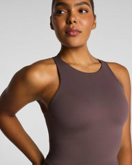 SPANX® BodyLine High Neck Cropped Tank with FlexForm Cups | Dark Cacao