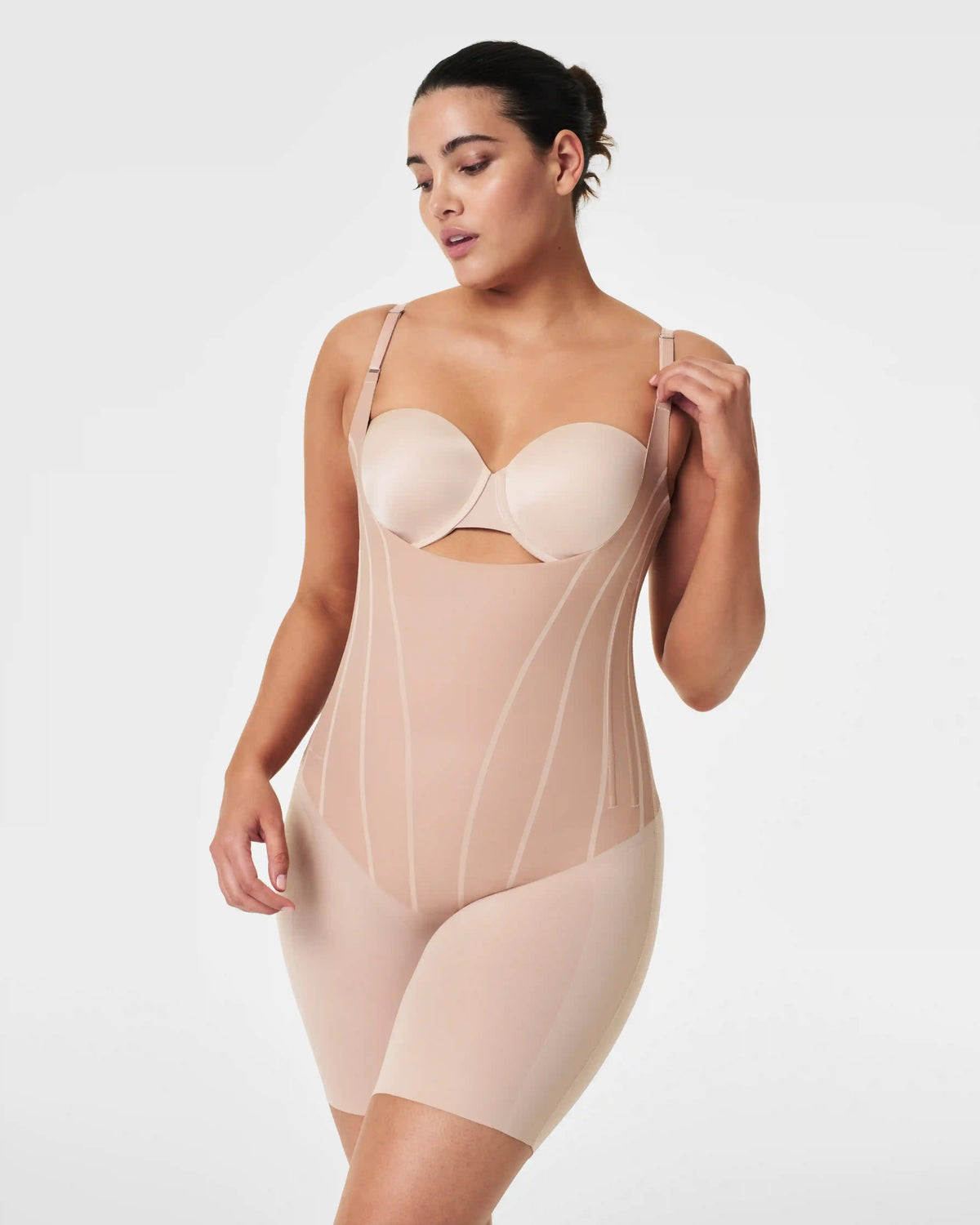 SPANXsupersculpt® TotalContour Open-Bust Mid-Thigh Bodysuit | Natural Bronze