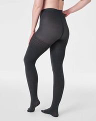 SPANXshape® Rib Knit Shorty Tights | Charcoal Heather Cozy Rib