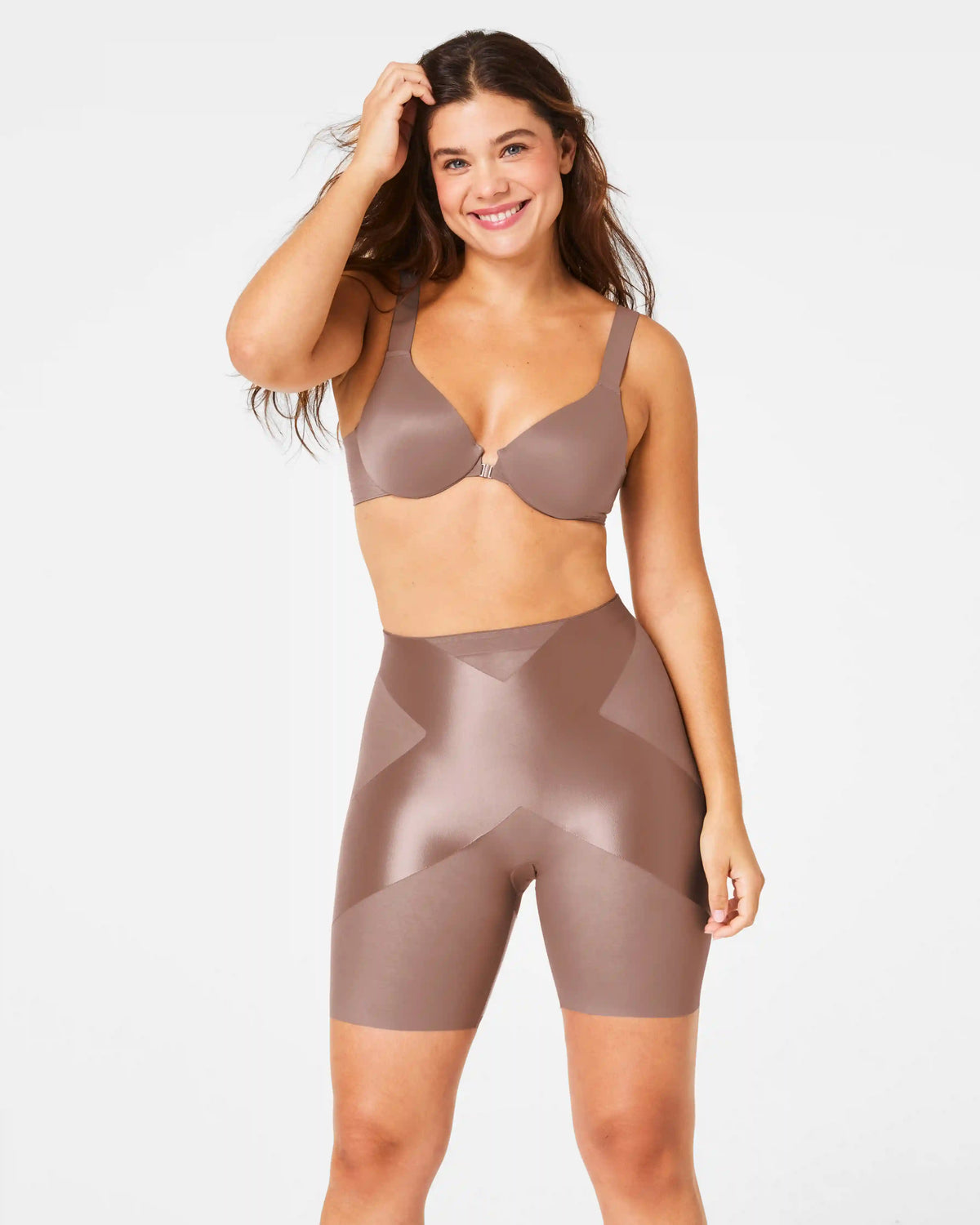 SPANXshape® Satin-X™ Mid-Thigh Short | Cafe Au Lait
