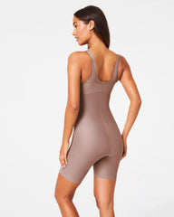 SPANXshape® Satin-X™ Open-Bust Mid-Thigh Bodysuit | Cafe Au Lait