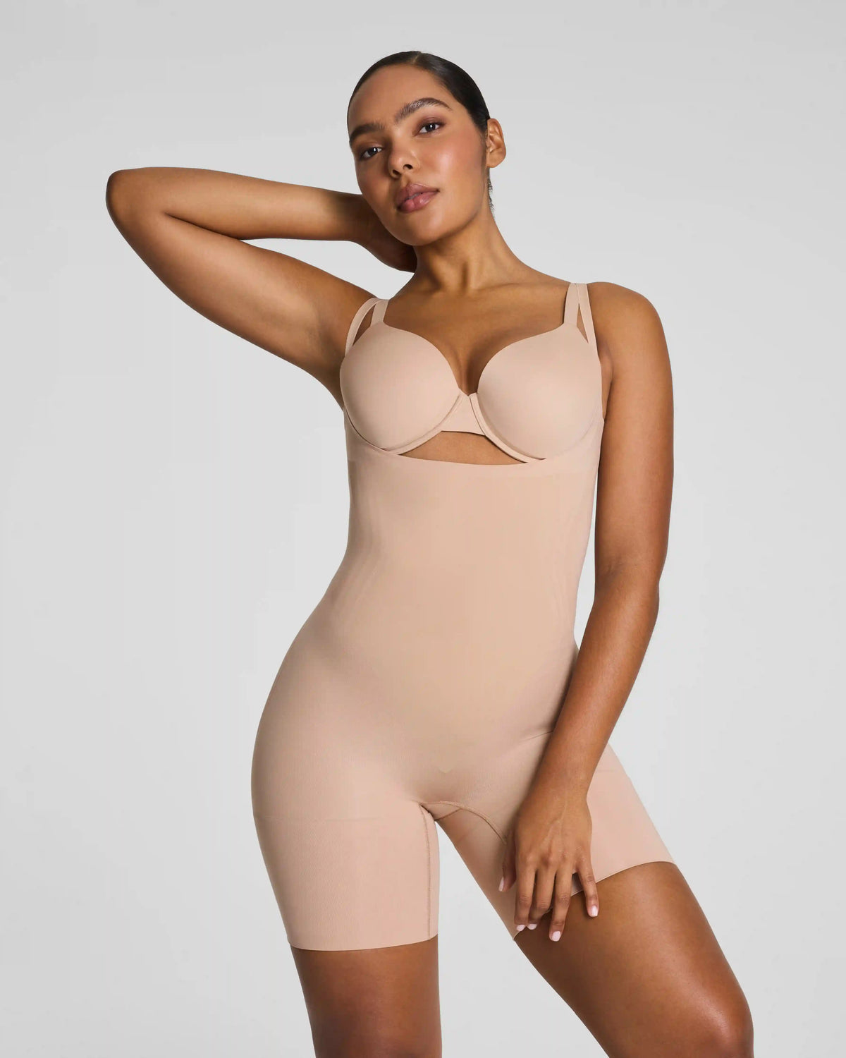SPANXsculpt® GoFigure Open-Bust Mid-Thigh Bodysuit | Chai