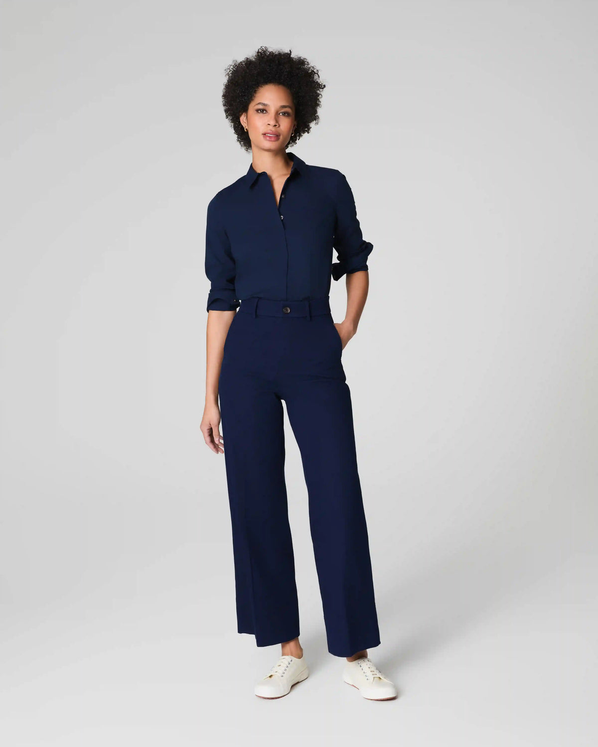 SPANXsupersmooth® Stretch Twill Cropped Wide Leg Pant | Timeless Navy