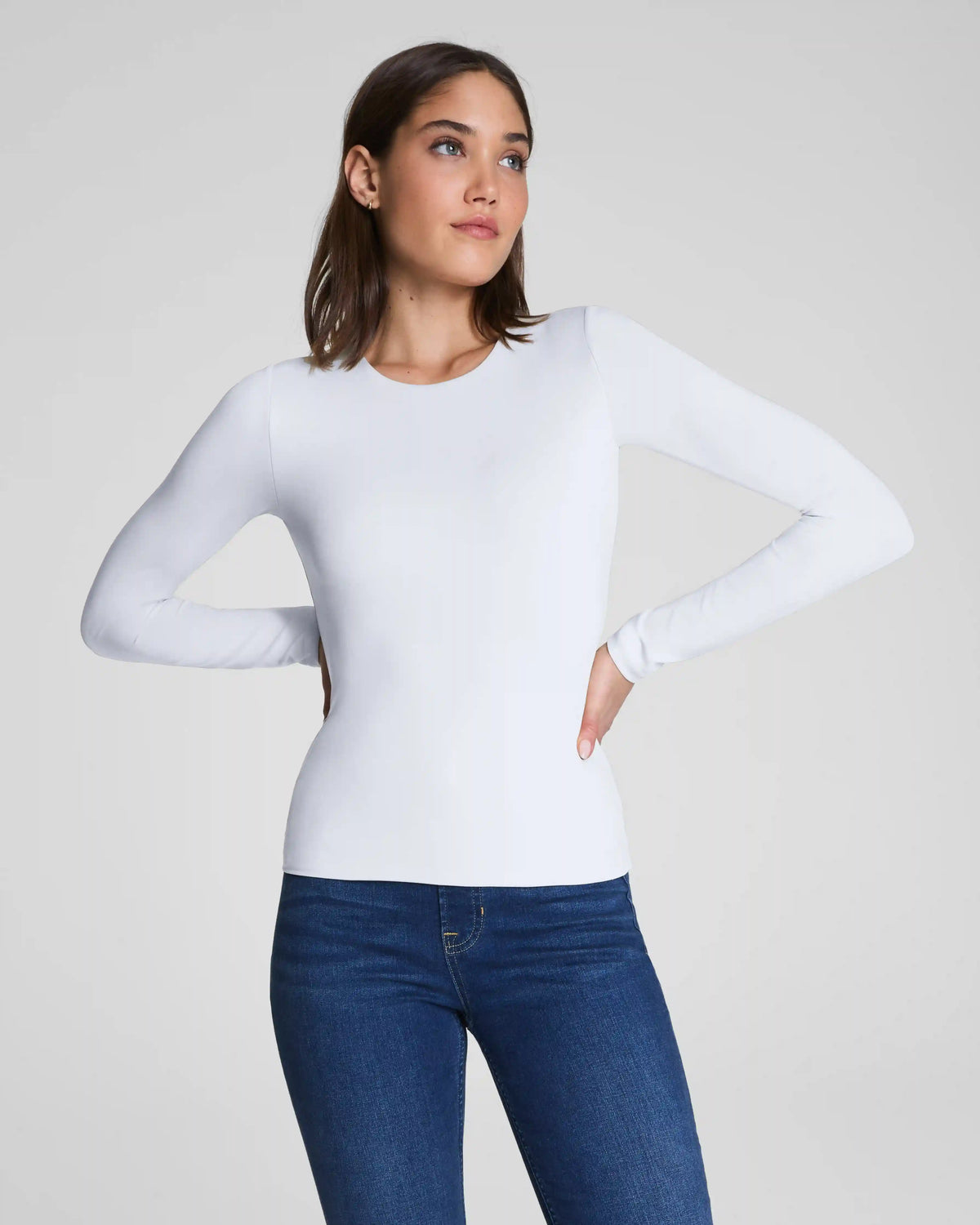 SPANXsmooth® Jersey Crewneck Long Sleeve Top | Classic White