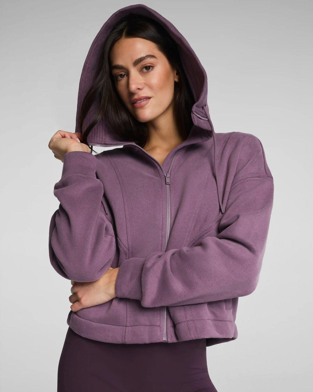 SPANX® BoostUp Cotton Fleece Full Zip Hoodie | Prune