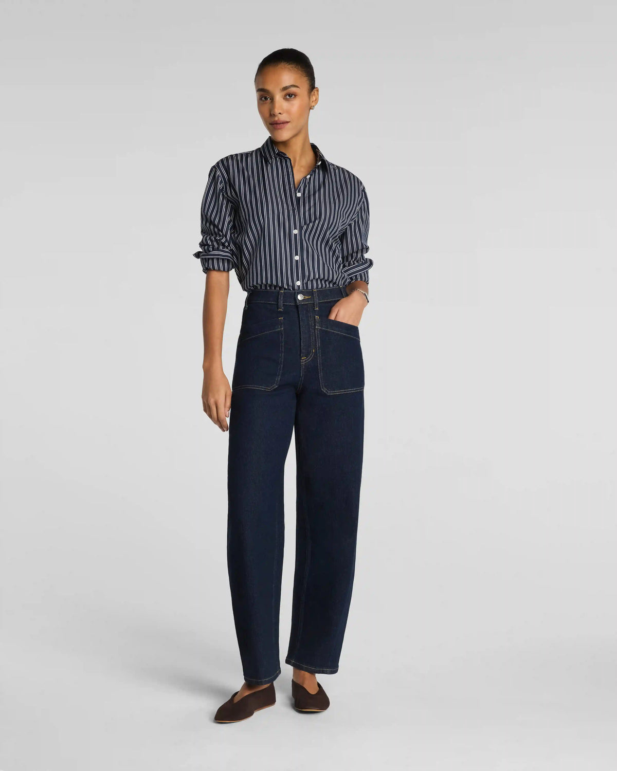 SPANXshape® Authentic 360 Utility Barrel Leg Jeans | Marina