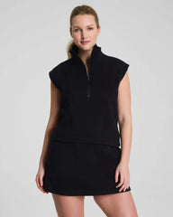 SPANX® BoostUp Cotton Fleece Half Zip Vest | Very Black