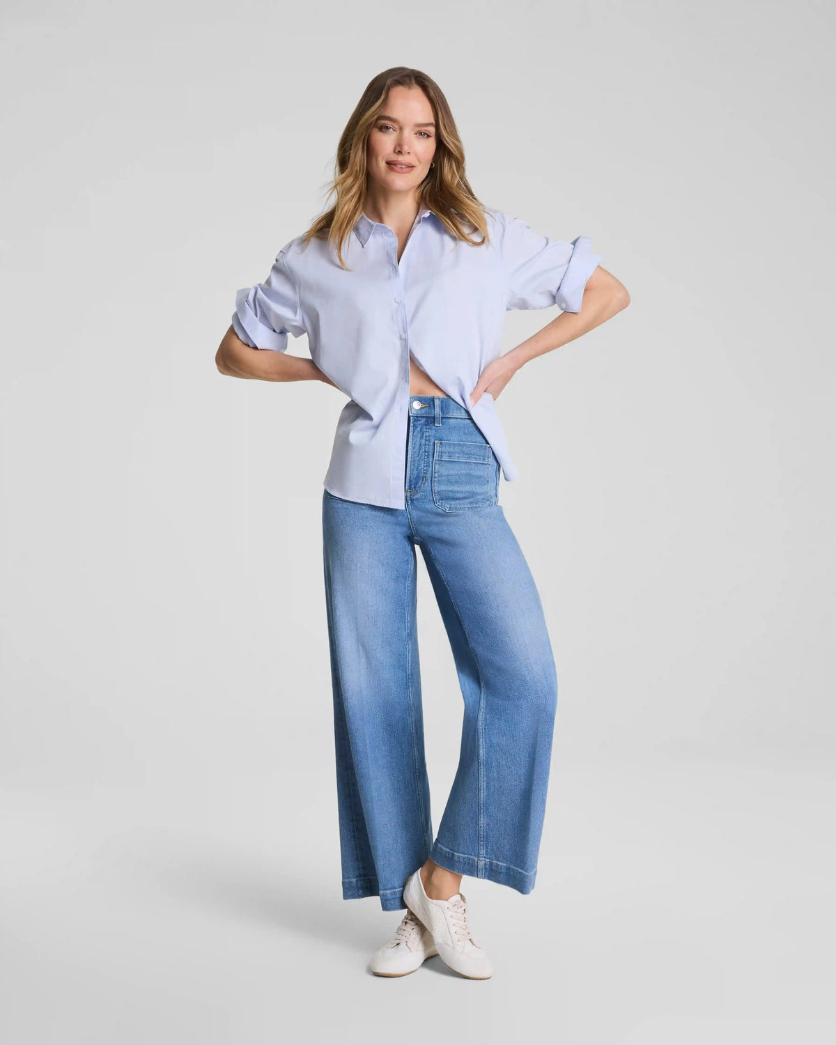 SPANXshape® Authentic 360 Cropped Wide Leg Jeans with Patch Pockets | Elysian