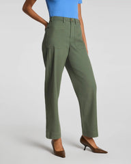 SPANXsupersmooth® Stretch Twill Utility Barrel Leg Pant with Patch Pockets | Eucalyptus