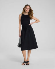 SPANX® Poplin Smocked A-Line Midi Skirt | Classic Black