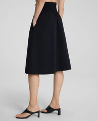SPANX® Poplin Smocked A-Line Midi Skirt | Classic Black