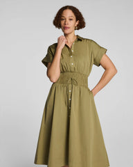 SPANX® Poplin Smocked Midi Shirt Dress | Olive Branch