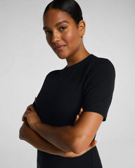 SPANX® Ribbed Knit Crewneck Tee | Classic Black