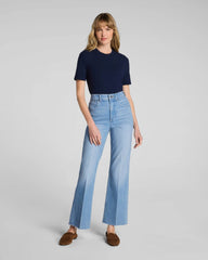SPANXshape® Authentic 360 Raw Hem Kick Flare Jeans | Seaside Blue
