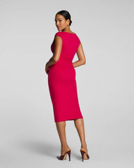 SPANXsmooth® Jersey Scoop Neck Ruched Midi Dress | Fuchsia