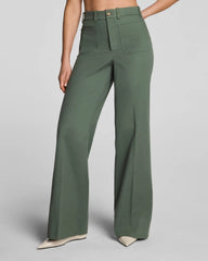 SPANXsupersmooth® Stretch Twill Wide Leg Pant with Patch Pockets | Eucalyptus