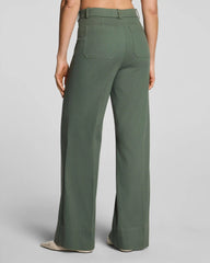 SPANXsupersmooth® Stretch Twill Wide Leg Pant with Patch Pockets | Eucalyptus