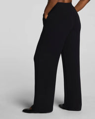 SPANX AirEssentials® French Rib Wide Leg Pant | Very Black