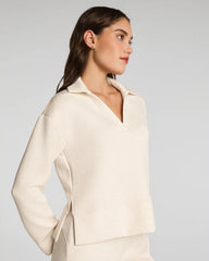 SPANX AirEssentials® Long Sleeve Polo Top | Oatmeal Heather