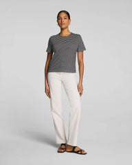 SPANX® Lightweight Cotton Crewneck Tee | Classic Black/Linen Stripe