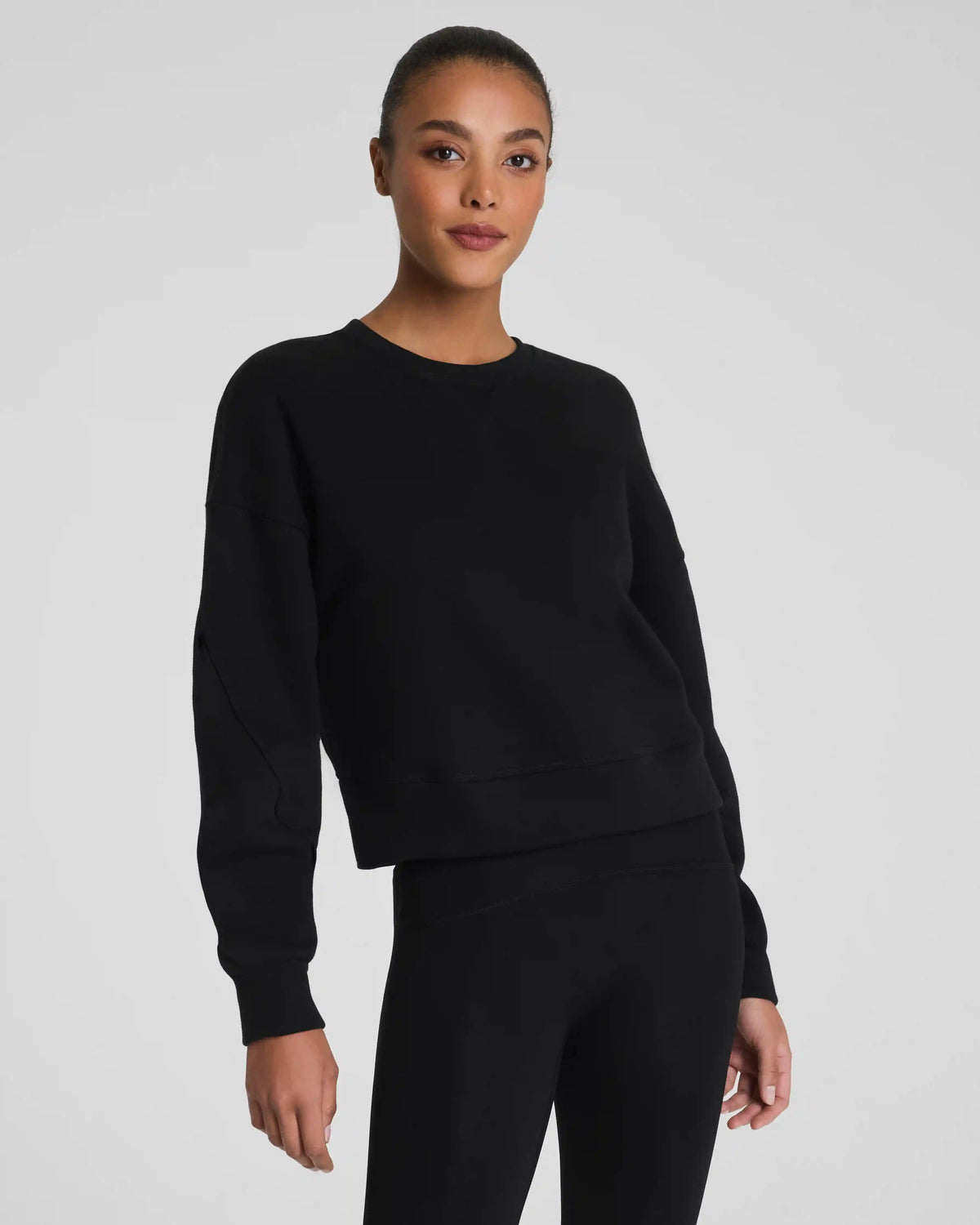 SPANX® BoostUp Cotton Fleece Crewneck | Very Black