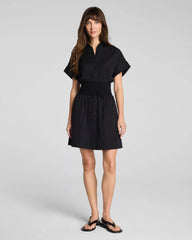 SPANX® Poplin Smocked Mini Shirt Dress | Classic Black