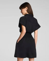 SPANX® Poplin Smocked Mini Shirt Dress | Classic Black