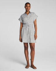 SPANX® Poplin Smocked Mini Shirt Dress | Frosted Moss/Classic White Stripe