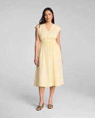 SPANX® Poplin V-Neck Smocked Midi Dress | Sunbeam