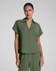 SPANX® CarryOn Collared Tee | Eucalyptus
