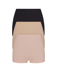 SPANXsmooth® Fit-To-You Boyshort 3-Pack Box | Very Black/Toasted Oatmeal/Vintage Rose