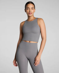 SPANX® BodyLine High Neck Cropped Tank with FlexForm Cups | Anthracite