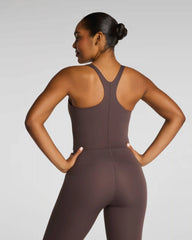 SPANX® BodyLine High Neck Cropped Tank with FlexForm Cups | Dark Cacao