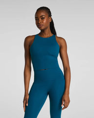 SPANX® BodyLine High Neck Cropped Tank with FlexForm Cups | Deep Cove
