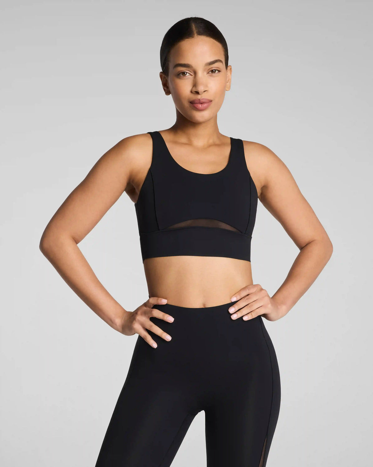 SPANX® BodyLine Sheerious Longline Sports Bra | Very Black