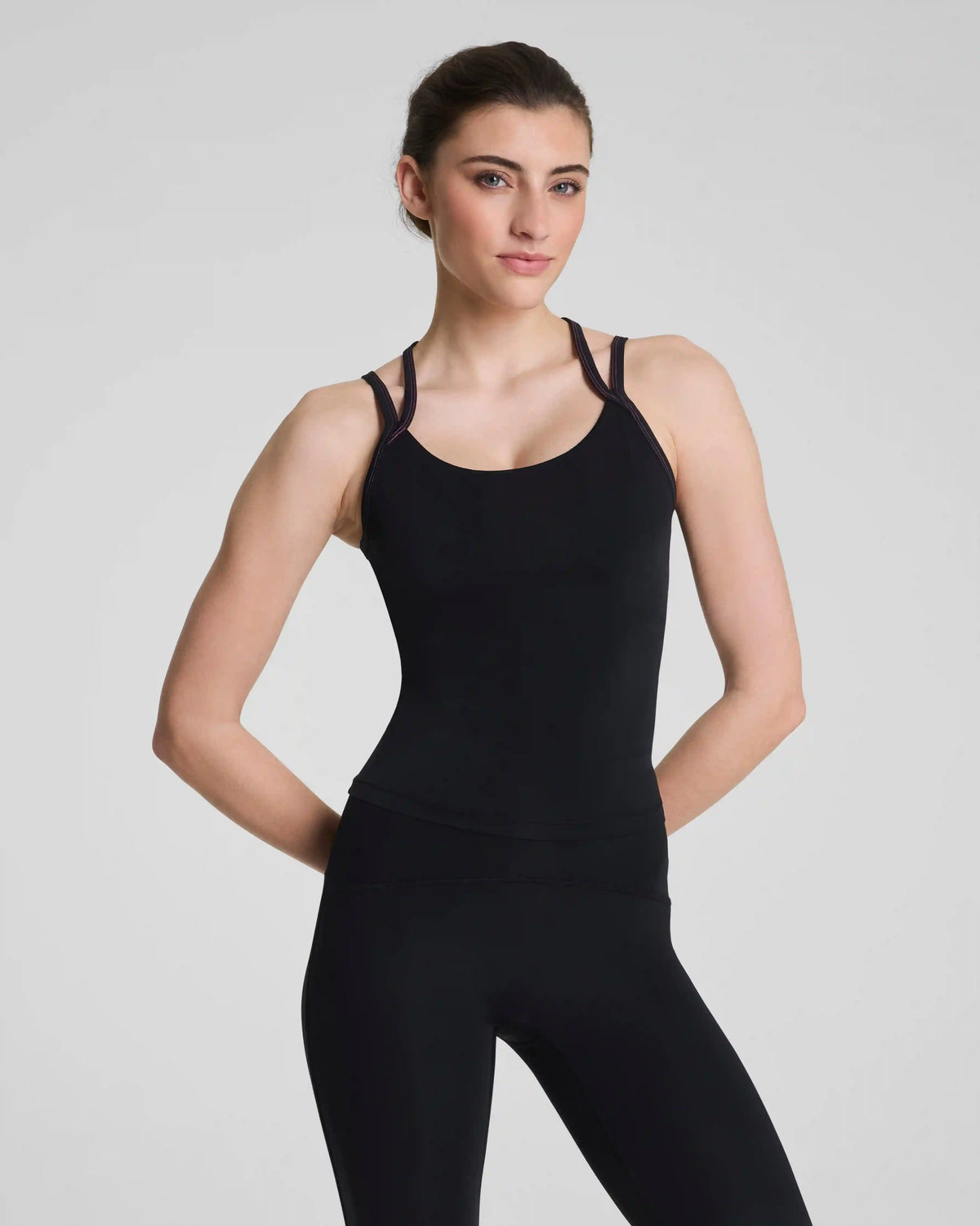 SPANX® BoostUp Scoop Neck Shelf Tank with StayCool Tech | Very Black