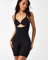 SPANXsculpt® Seamless Power Open-Bust Mid-Thigh Bodysuit | Very Black